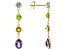 Multi Gem 14k Yellow Gold Dangle Earrings 3.15ctw