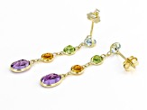 Multi Gem 14k Yellow Gold Dangle Earrings 3.15ctw