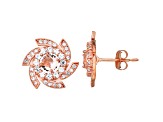 Peach Morganite Simulant 10K Rose Gold Swirl Stud Earrings 1.12ctw