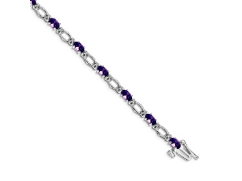 Picture of Rhodium Over 14k White Gold Diamond and Amethyst Bracelet