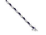 Rhodium Over 14k White Gold Diamond and Amethyst Bracelet