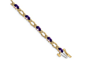 14k Yellow Gold and 14k White Gold Diamond and Amethyst Bracelet