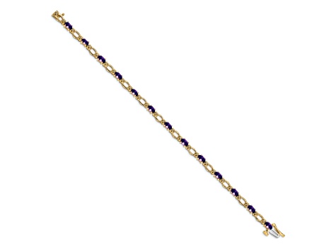 14k Yellow Gold and 14k White Gold Diamond and Amethyst Bracelet