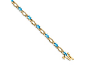 14k Yellow Gold Diamond and Blue Topaz Bracelet