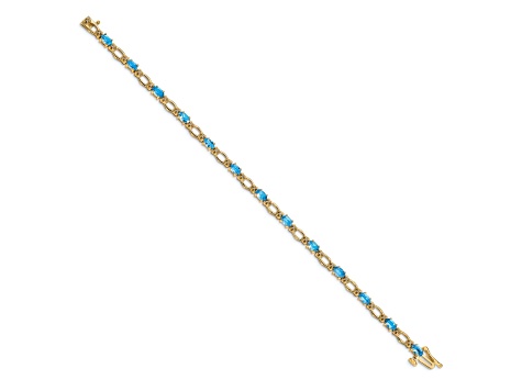 14k Yellow Gold Diamond and Blue Topaz Bracelet