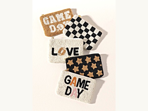 Shiraleah "GAME DAY" Glass Beaded Zip Pouch