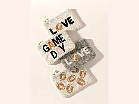 Shiraleah "GAME DAY" Glass Beaded Zip Pouch