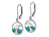 Rhodium Over Sterling Silver Crystal Whitecap Wave Dangle Earrings