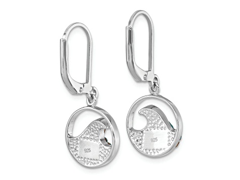 Rhodium Over Sterling Silver Crystal Whitecap Wave Dangle Earrings