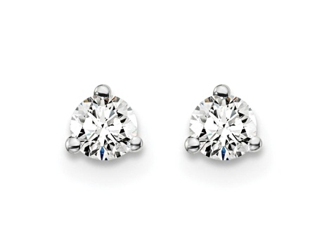 14K White Gold Lab Grown Diamond 1/4ctw Certified VS/SI GH Screw Back 3-Prong Earrings