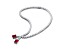 Red Cubic Zirconia, Rhodium Plated over Sterling Silver Two-Stone Tennis Collar Necklace