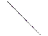 Rhodium Over 10k White Gold Amethyst 4 Stone Bracelet