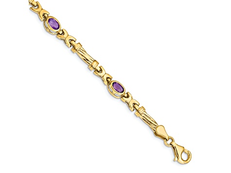 10k Yellow Gold Amethyst 4 Stone Bracelet