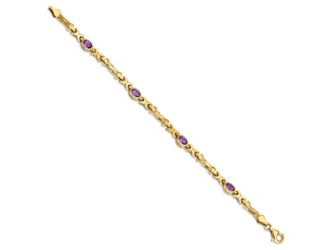 10k Yellow Gold Amethyst 4 Stone Bracelet