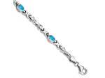 Rhodium Over 10k White Gold Blue Topaz 4 Stone Bracelet