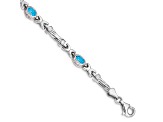 Rhodium Over 10k White Gold Blue Topaz 4 Stone Bracelet