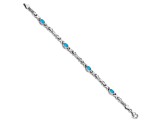 Rhodium Over 10k White Gold Blue Topaz 4 Stone Bracelet