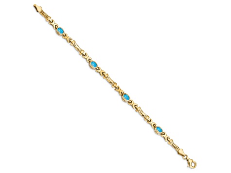 10k Yellow Gold Blue Topaz 4 Stone Bracelet