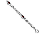 Rhodium Over 10k White Gold Garnet 4 Stone Bracelet