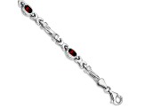 Rhodium Over 10k White Gold Garnet 4 Stone Bracelet