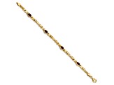 10k Yellow Gold Garnet 4 Stone Bracelet