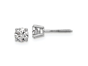 Rhodium Over 14K White Gold 3/4ct. 4.5mm Round G H I True Light Moissanite Screwback Earrings