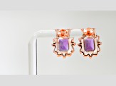 Amethyst and CZ 4.51 Ctw Octagon 18K Rose Gold Over Sterling Silver Center Design Earrings Jewelry