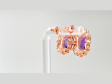 Amethyst and CZ 4.51 Ctw Octagon 18K Rose Gold Over Sterling Silver Center Design Earrings Jewelry