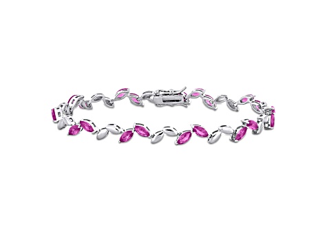 9 1/2 CT TGW Created Pink Sapphire Bracelet in Sterling Silver