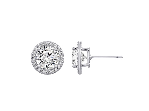 White Cubic Zirconia Platinum Over Sterling Silver Earrings 6.48ctw