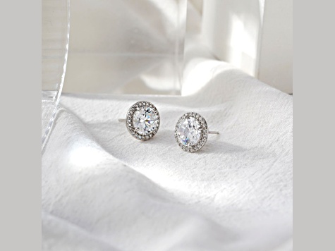 White Cubic Zirconia Platinum Over Sterling Silver Earrings 6.48ctw