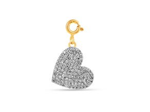 Lab Created White Sapphire 18k Yellow Gold Over Sterling Silver Cluster Heart Pendant Pave Charm