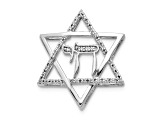 Rhodium Over 14k White Gold Diamond Star of David with Chai Chain Slide Pendant