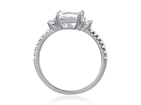 Square and Round White Topaz Sterling Silver Ring, 2.02ctw