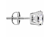 White Cubic Zirconia 14k White Gold Single Stud With Velvet Gift Box 1.30ctw