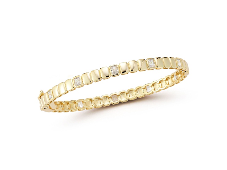 Rachel Zoe 14K Yellow Gold Over Sterling Silver Cubic Zirconia Bangle Bracelet