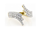 White Lab-Grown Diamond 14kt Yellow Gold Bypass Ring 1.00ctw