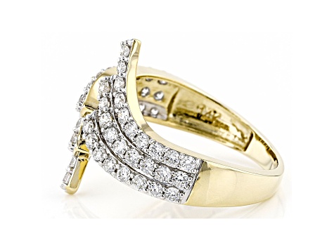 White Lab-Grown Diamond 14kt Yellow Gold Bypass Ring 1.00ctw