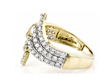 White Lab-Grown Diamond 14kt Yellow Gold Bypass Ring 1.00ctw