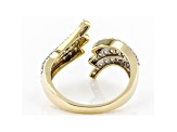 White Lab-Grown Diamond 14kt Yellow Gold Bypass Ring 1.00ctw