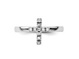 Sterling Silver Stackable Expressions Cross Diamond Ring 0.105ctw