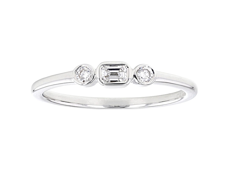 White Lab-Grown Diamond 14kt White Gold 3-Stone Ring 0.15ctw