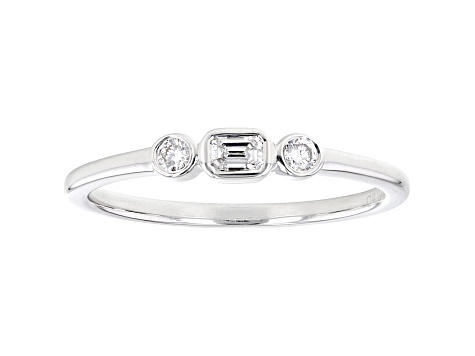 White Lab-Grown Diamond 14kt White Gold 3-Stone Ring 0.15ctw