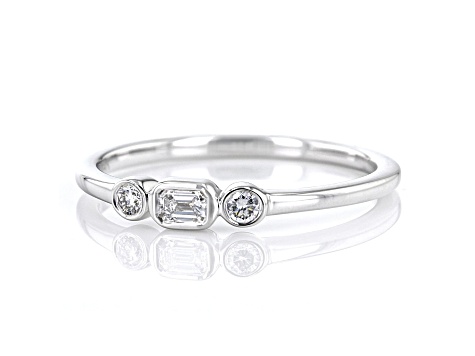 White Lab-Grown Diamond 14kt White Gold 3-Stone Ring 0.15ctw