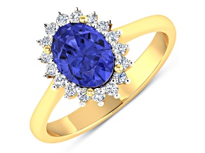 1.63ctw Violet Tanzanite and Diamond 14K Yellow Gold Halo Ring