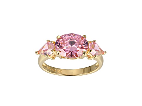 Pink Cubic Zirconia 18k Yellow Gold Over Sterling Silver October Birthstone Ring 5.62ctw