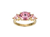 Pink Cubic Zirconia 18k Yellow Gold Over Sterling Silver October Birthstone Ring 5.62ctw