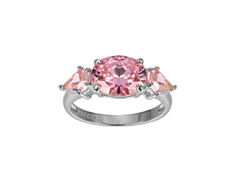 Pink Cubic Zirconia Platinum Over Sterling Silver October Birthstone Ring 5.62ctw