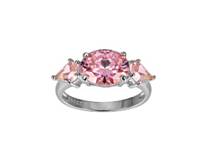 Pink Cubic Zirconia Platinum Over Sterling Silver October Birthstone Ring 5.62ctw