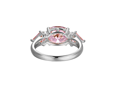 Pink Cubic Zirconia Platinum Over Sterling Silver October Birthstone Ring 5.62ctw